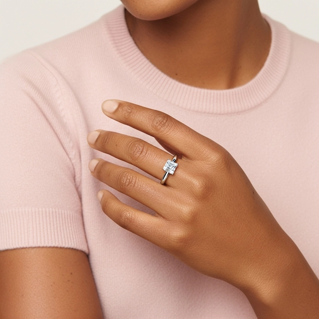 Classic Simple Asscher Cut Engagement Ring