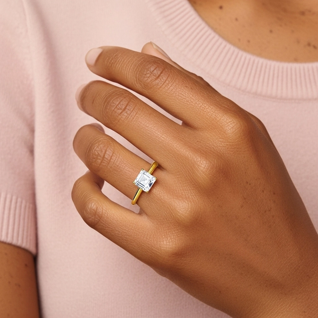 Classic Simple Asscher Cut Engagement Ring