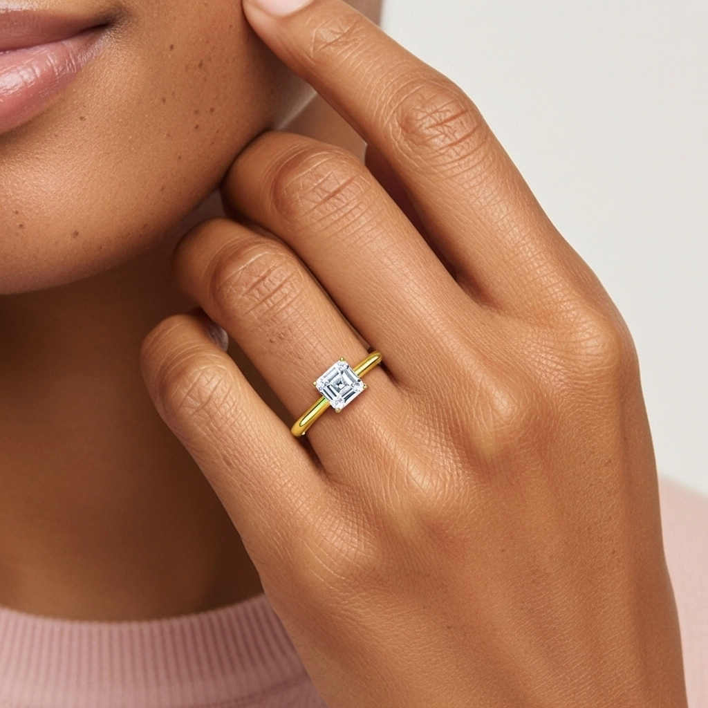 Classic Simple Asscher Cut Engagement Ring