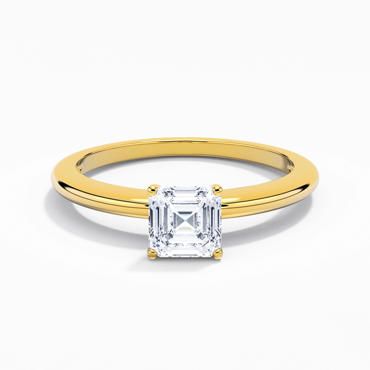 Classic Simple Asscher Cut Engagement Ring