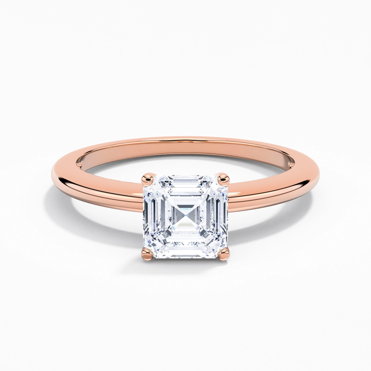 Classic Simple Asscher Cut Engagement Ring