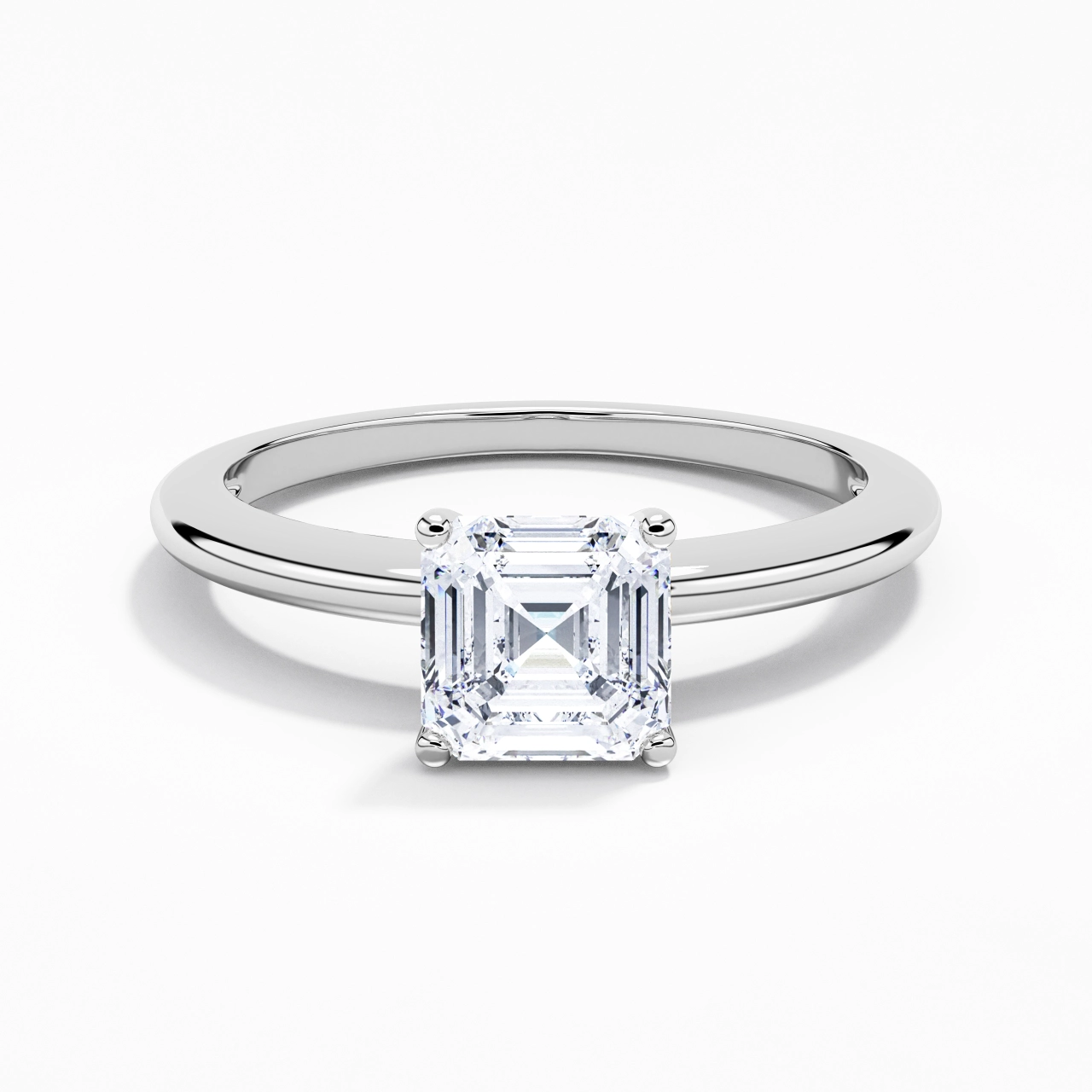 Classic Simple Asscher Cut Engagement Ring