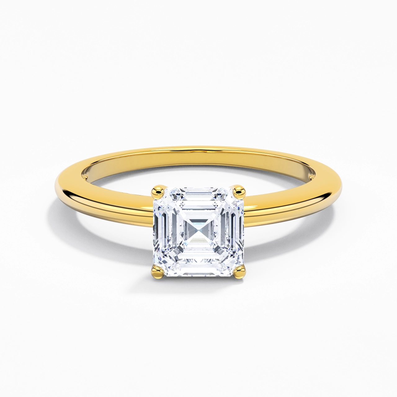 Classique Simple Asscher Coupé Bague de fiançailles