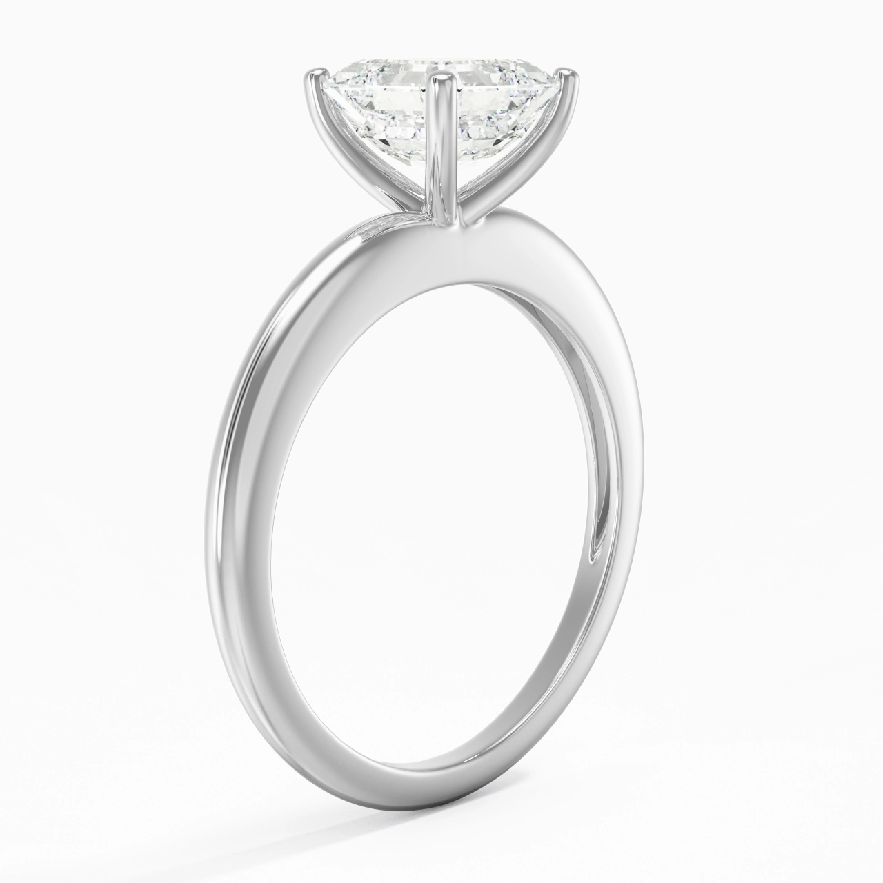 Classic Simple Asscher Cut Engagement Ring