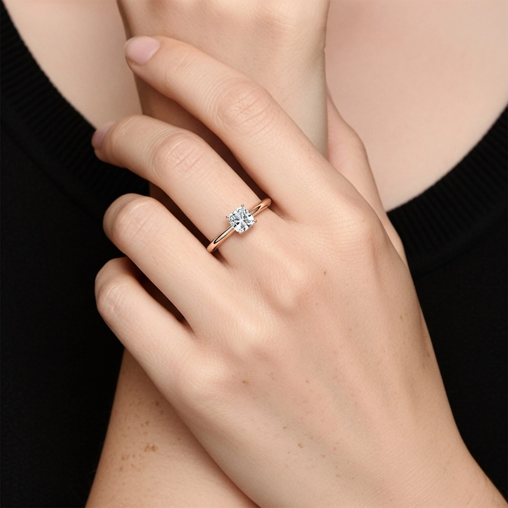 Classic Simple Cushion Cut Engagement Ring