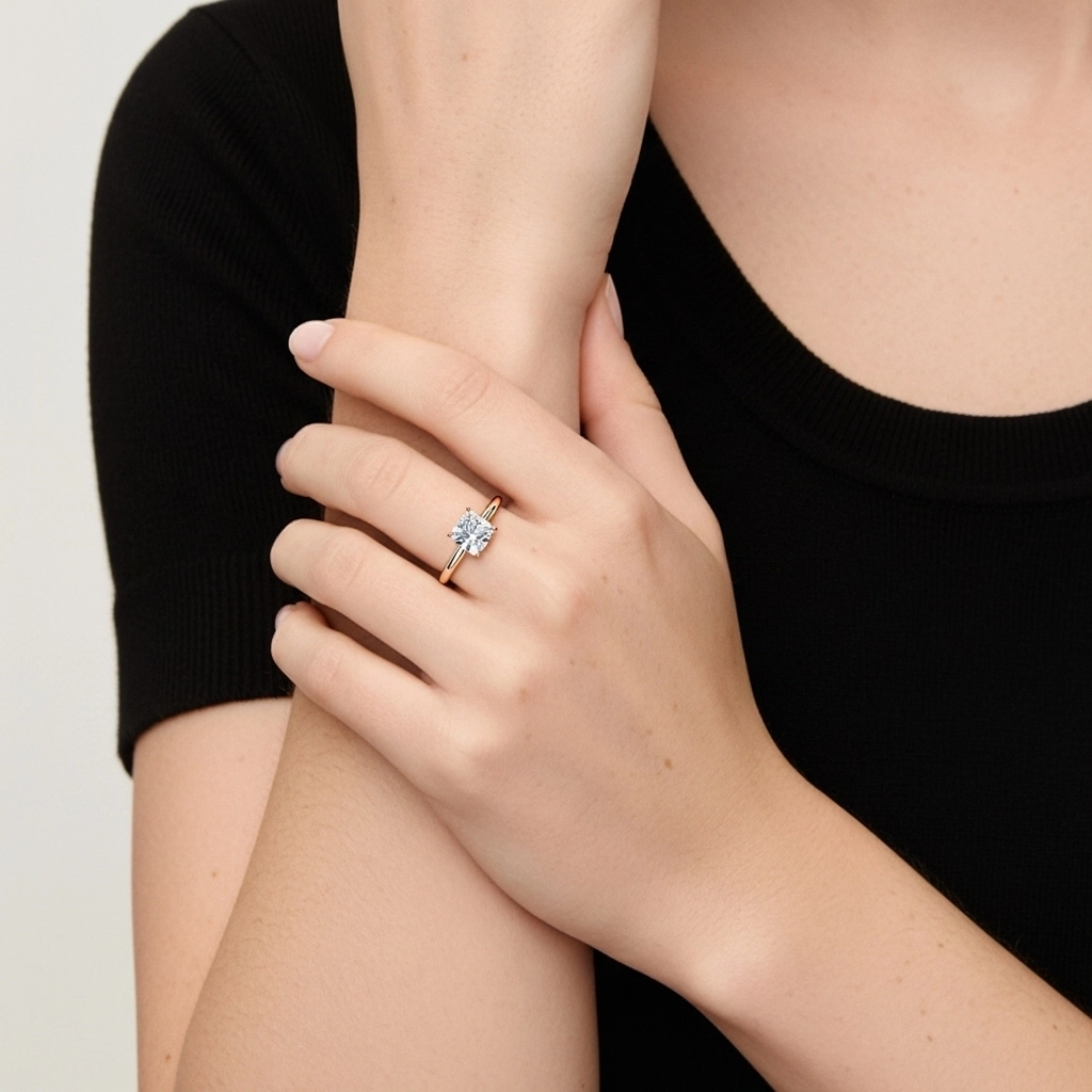 Classic Simple Cushion Cut Engagement Ring