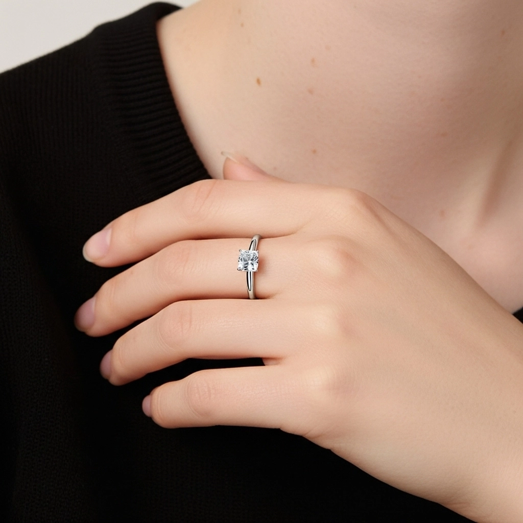 Classic Simple Cushion Cut Engagement Ring