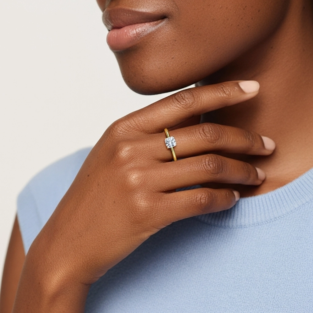 Classic Simple Cushion Cut Engagement Ring