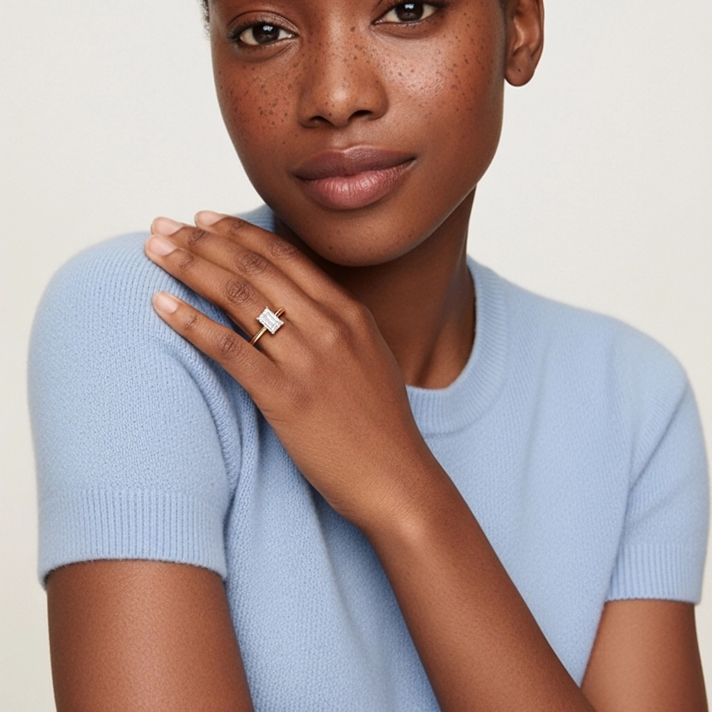 Classic Simple Emerald Cut Engagement Ring