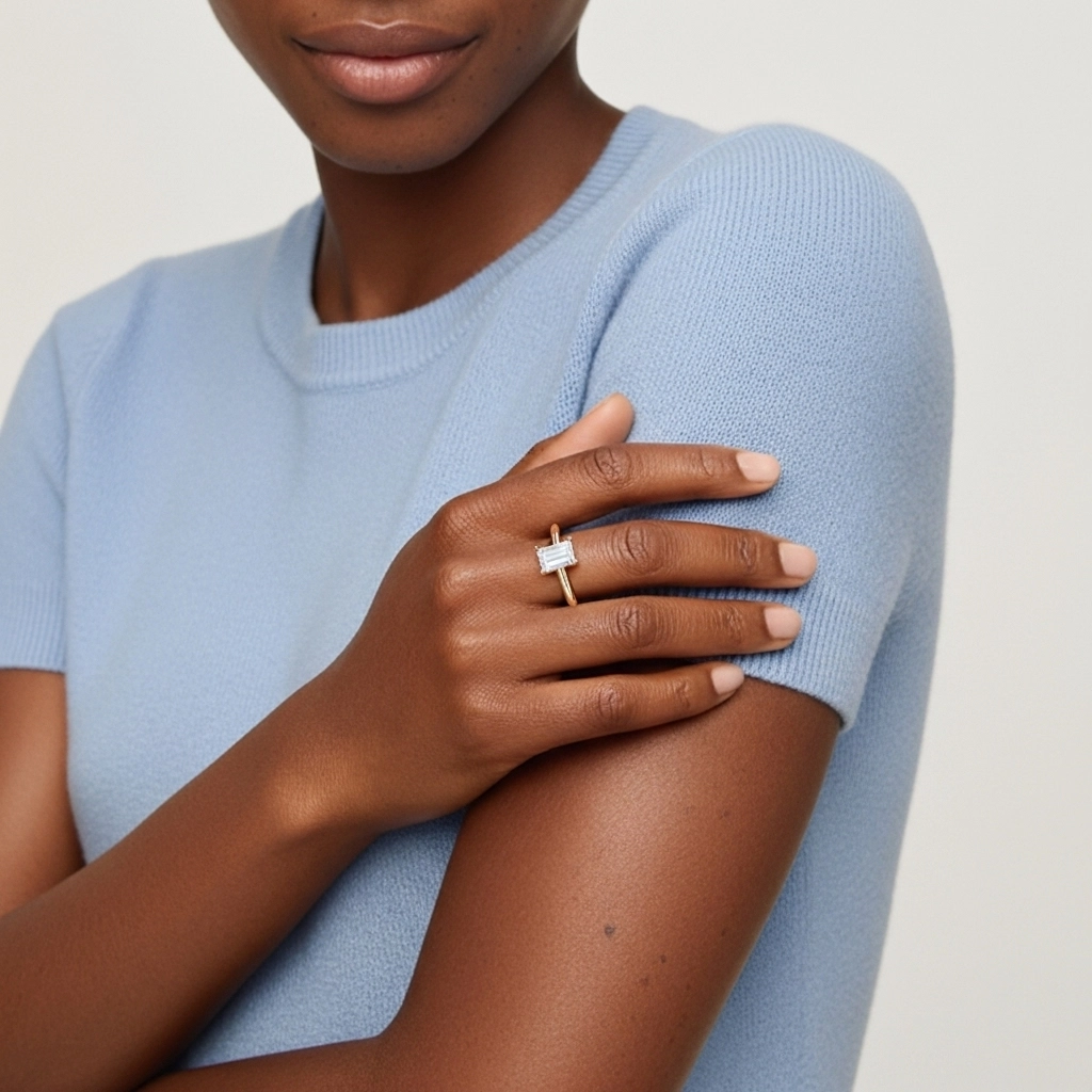 Classic Simple Emerald Cut Engagement Ring