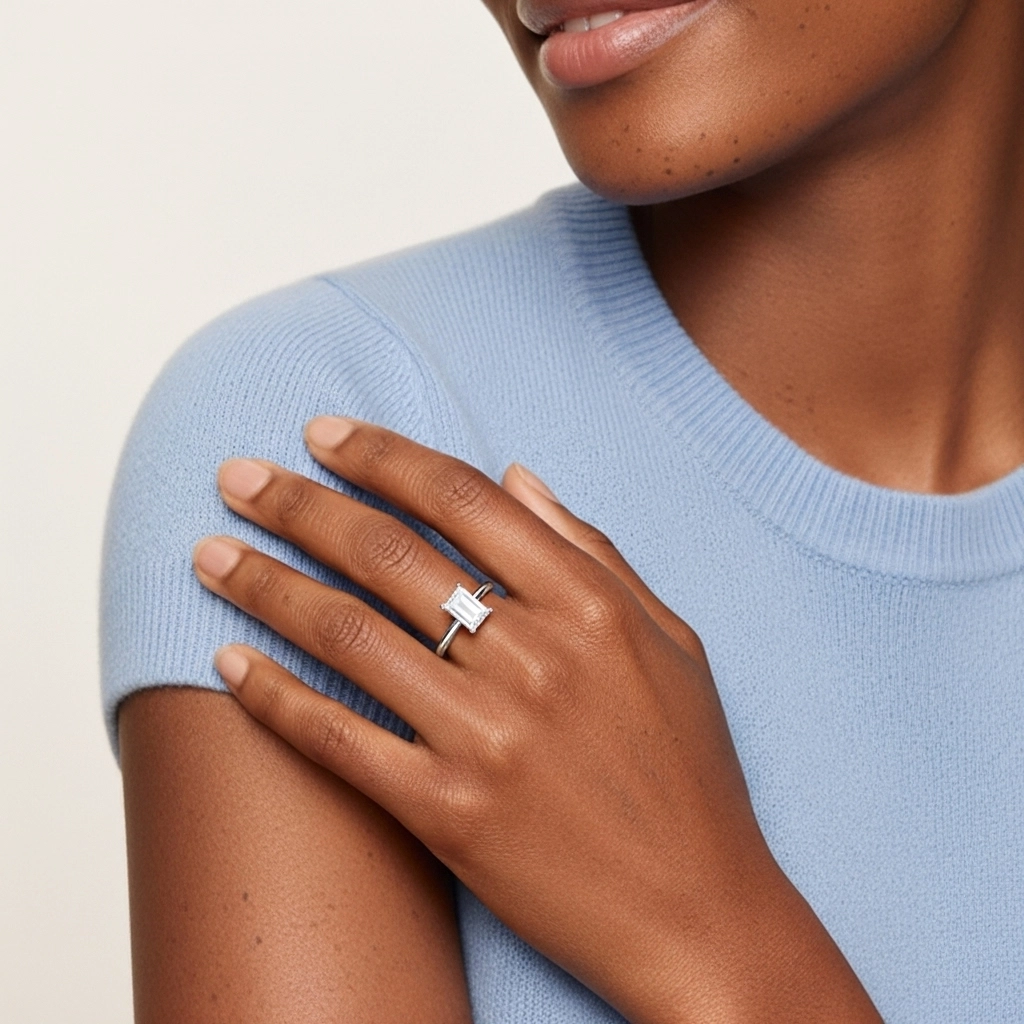 Classic Simple Emerald Cut Engagement Ring