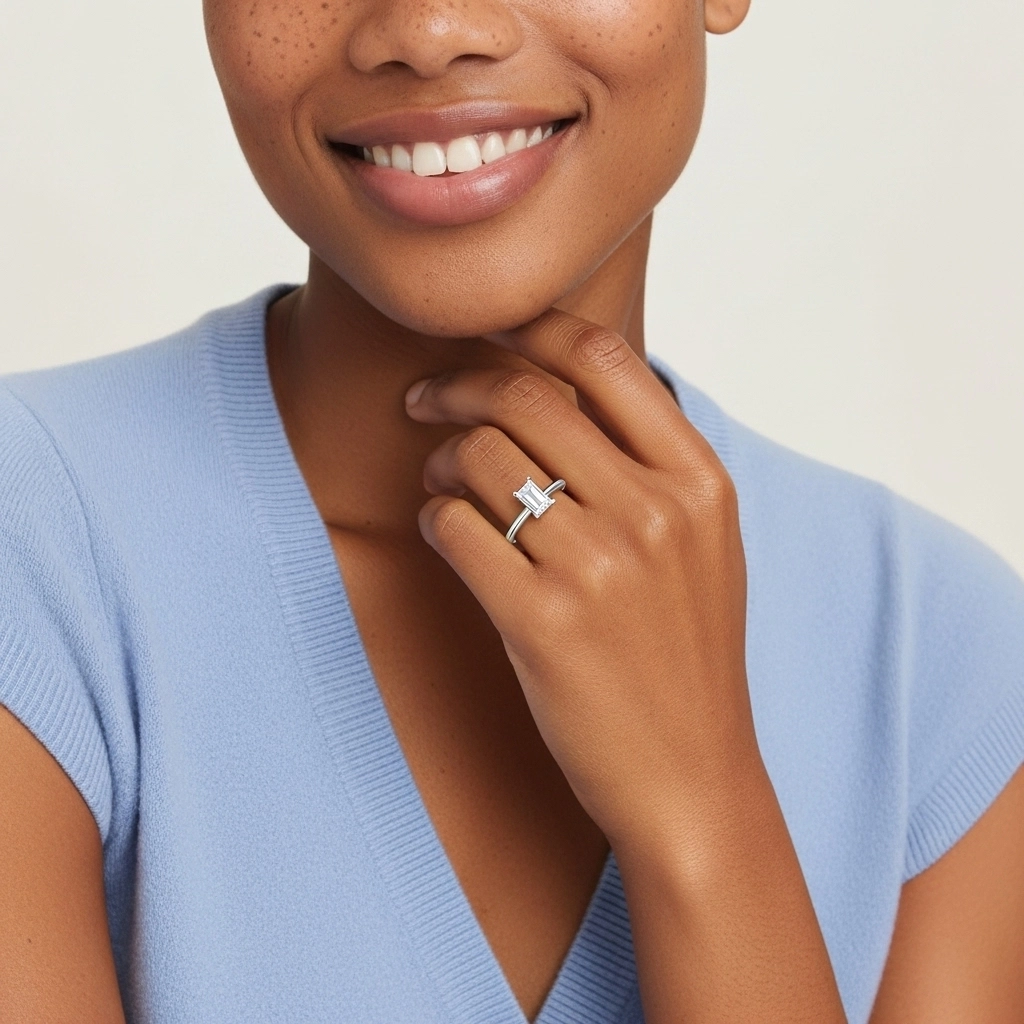 Classic Simple Emerald Cut Engagement Ring