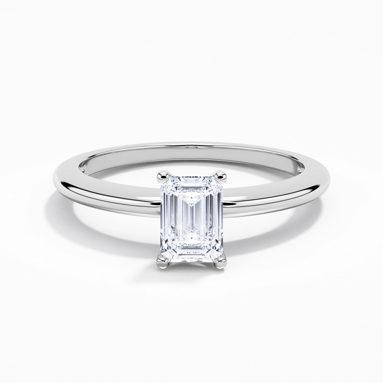 Classic Simple Emerald Cut Engagement Ring