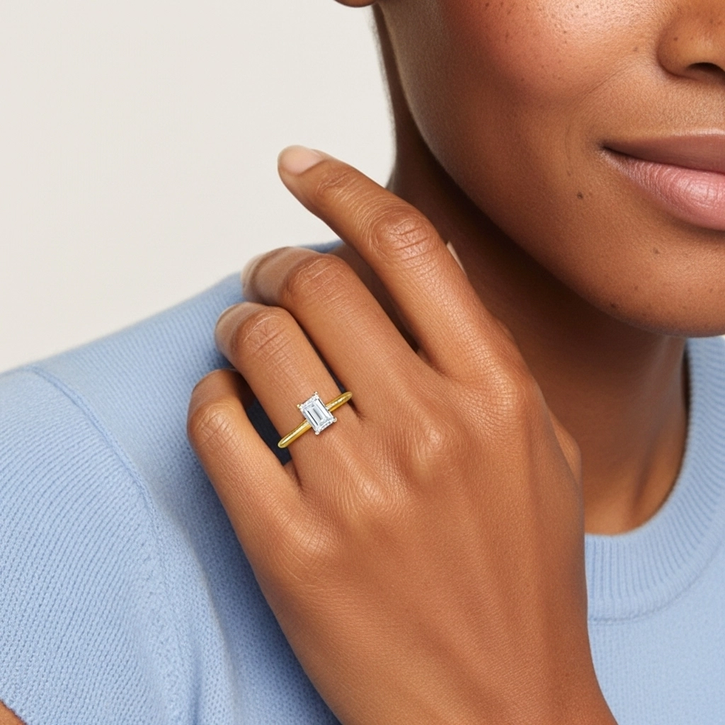 Classic Simple Emerald Cut Engagement Ring