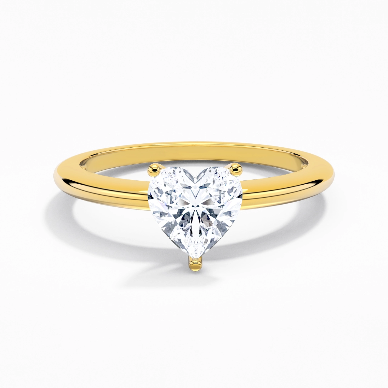 Classique Simple Cœur Coupé Bague de fiançailles