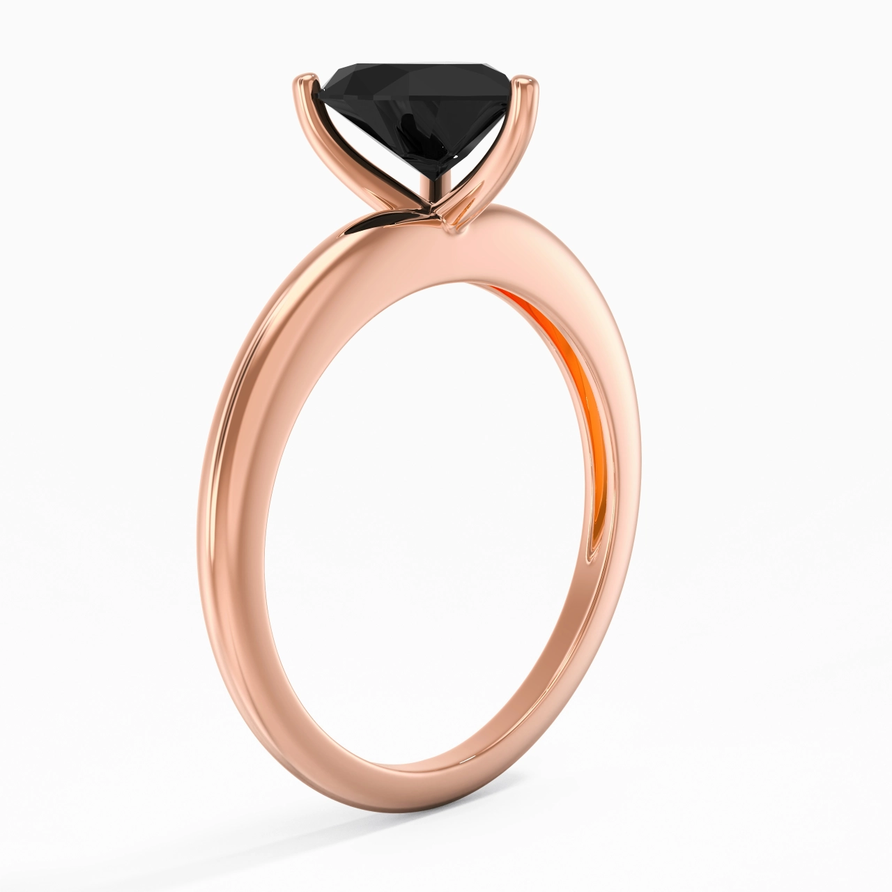 Classique Simple Cœur Coupé Bague de fiançailles