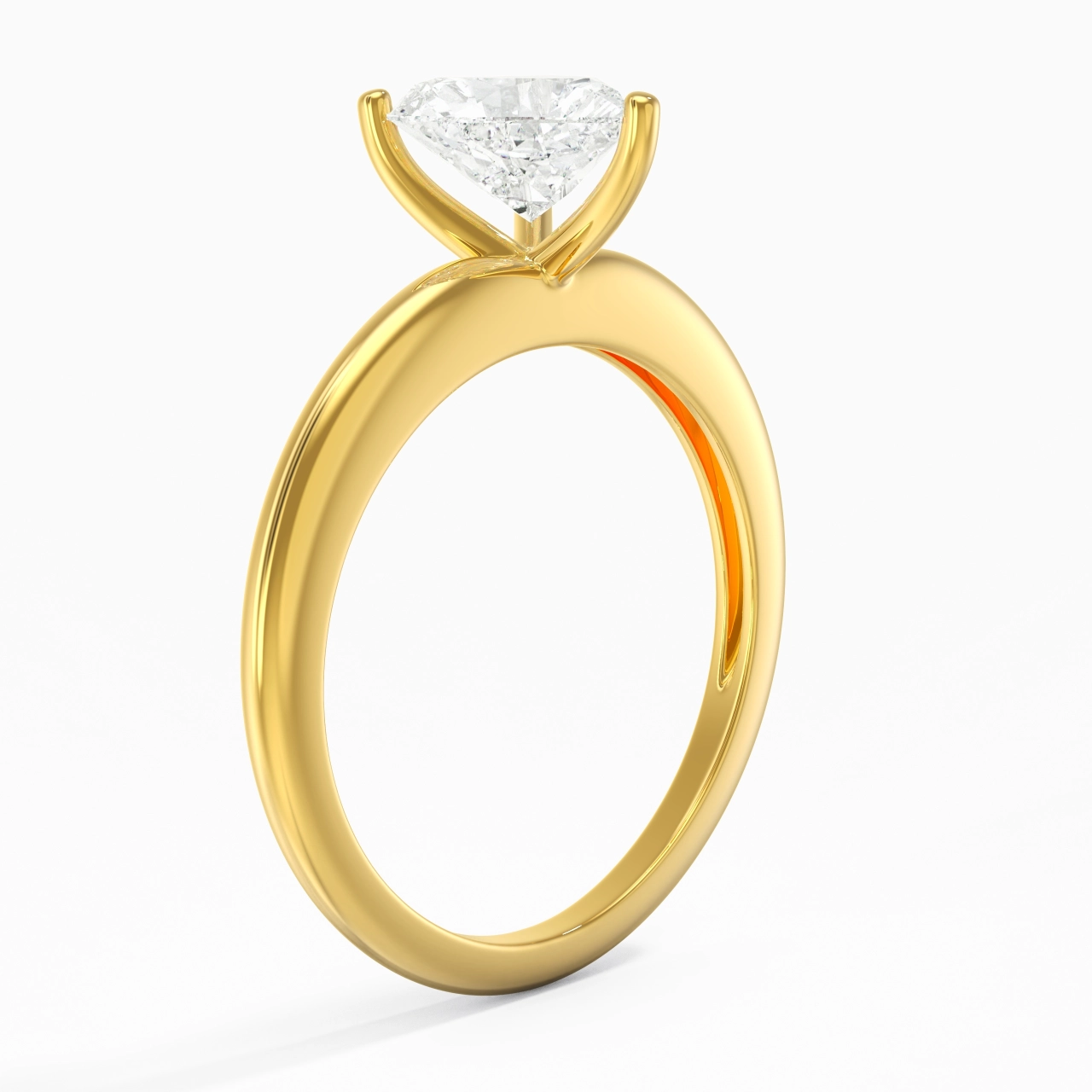 Classique Simple Cœur Coupé Bague de fiançailles