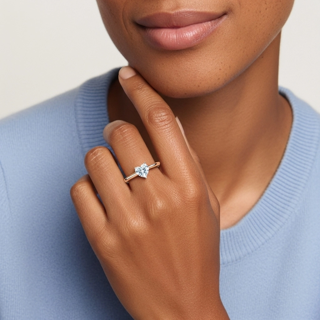 Classic Simple Heart Cut Engagement Ring