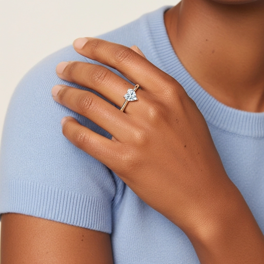 Classic Simple Heart Cut Engagement Ring