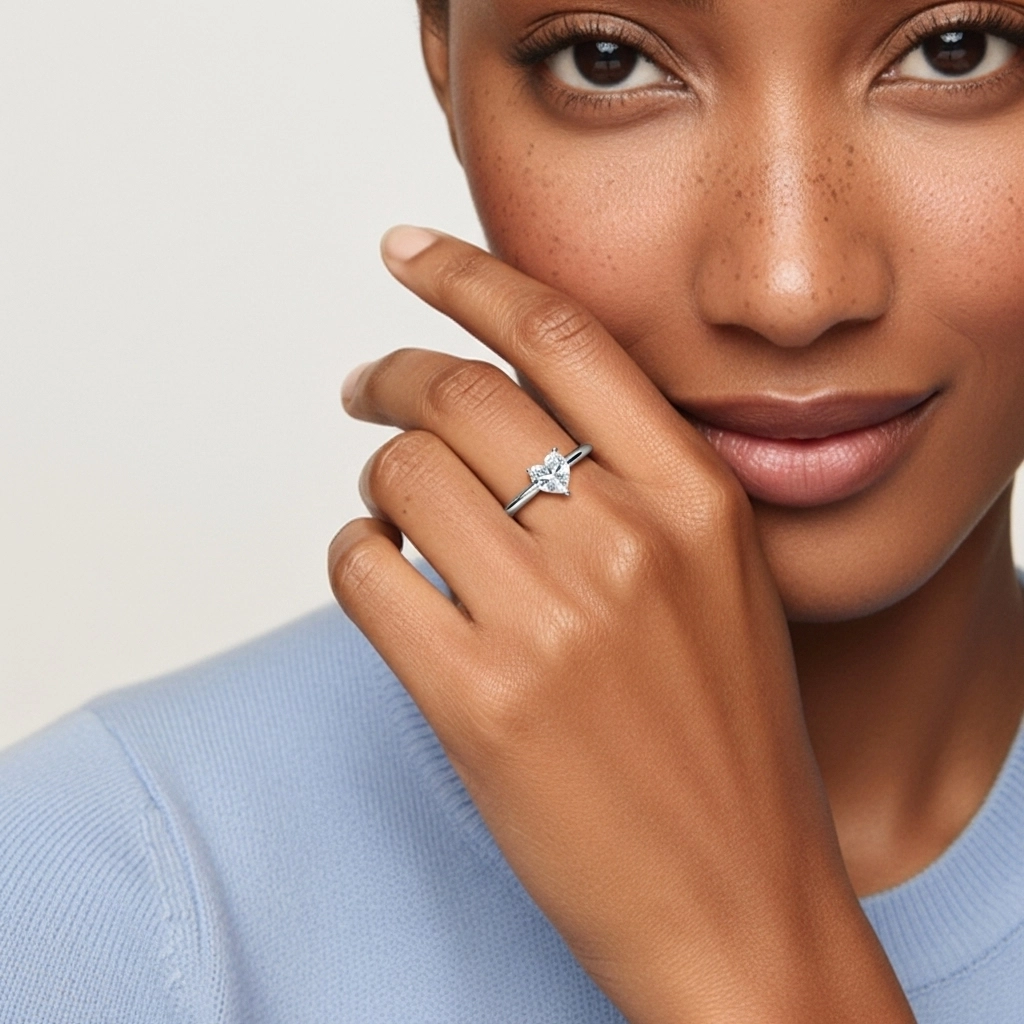 Classic Simple Heart Cut Engagement Ring