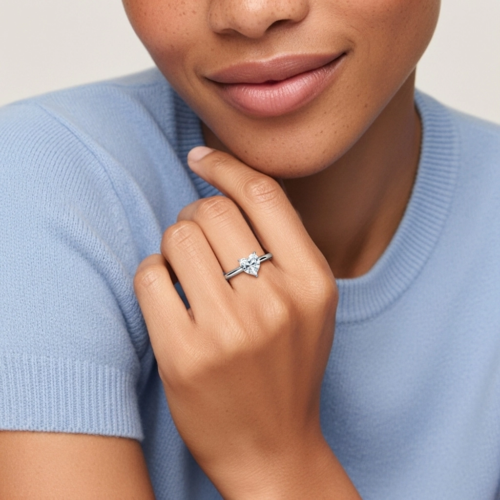 Classic Simple Heart Cut Engagement Ring