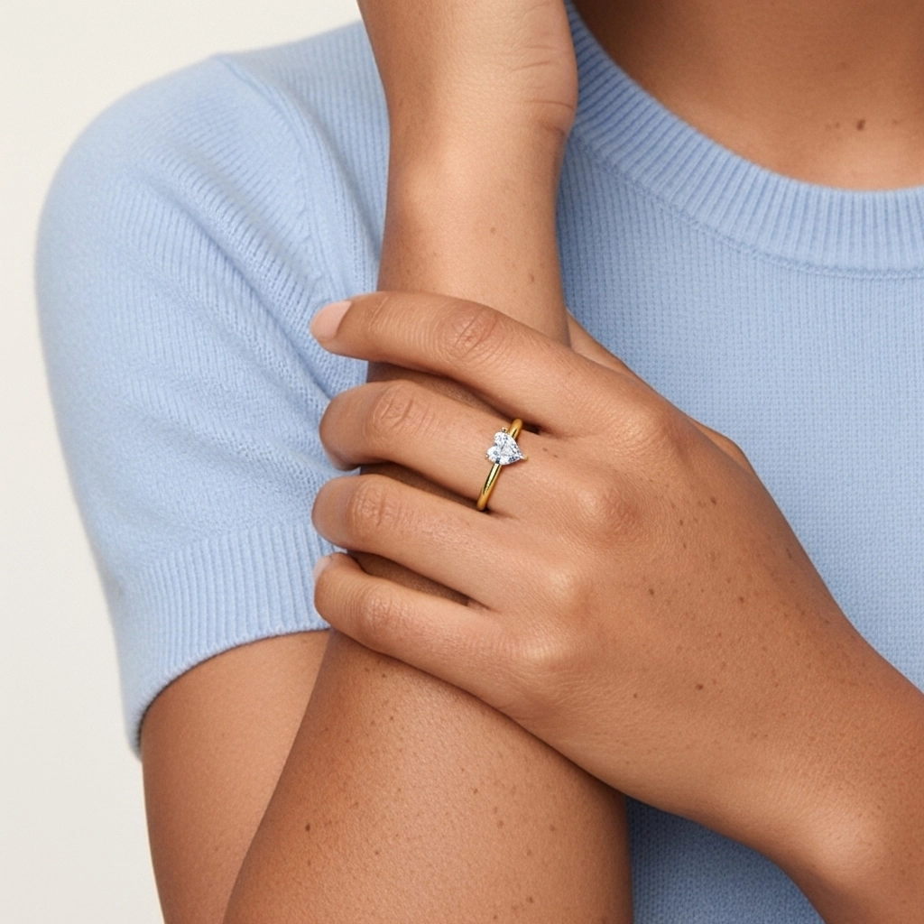 Classic Simple Heart Cut Engagement Ring