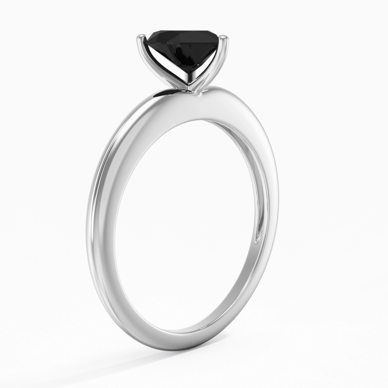 Classique Simple Cœur Coupé Bague de fiançailles