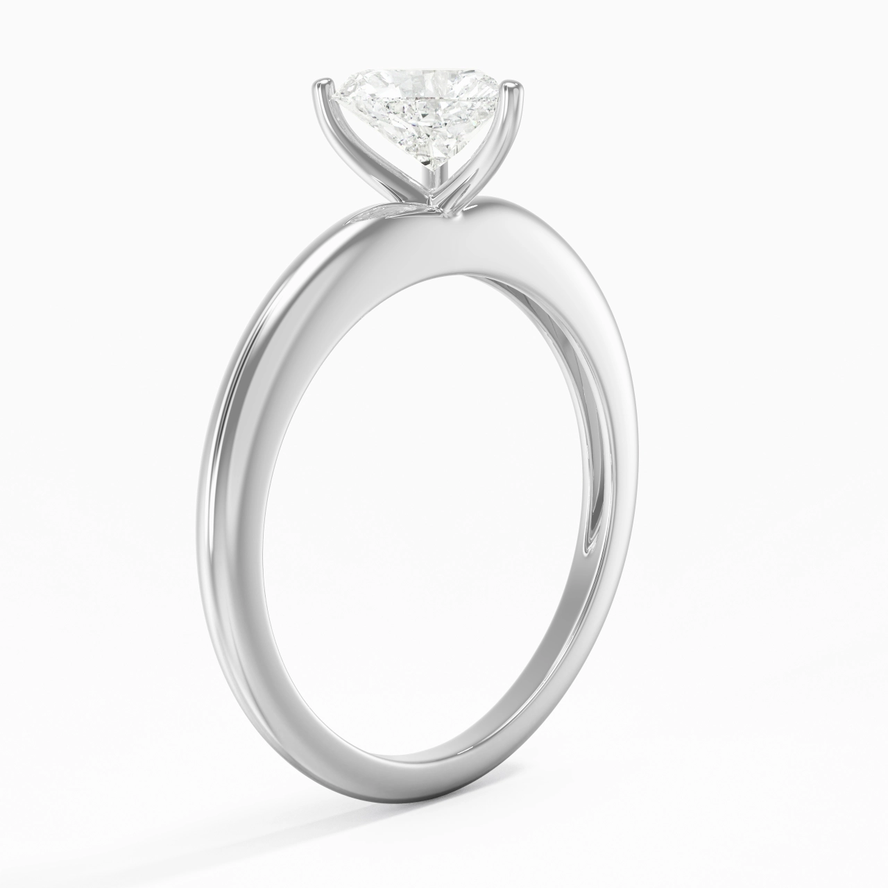 Classique Simple Cœur Coupé Bague de fiançailles