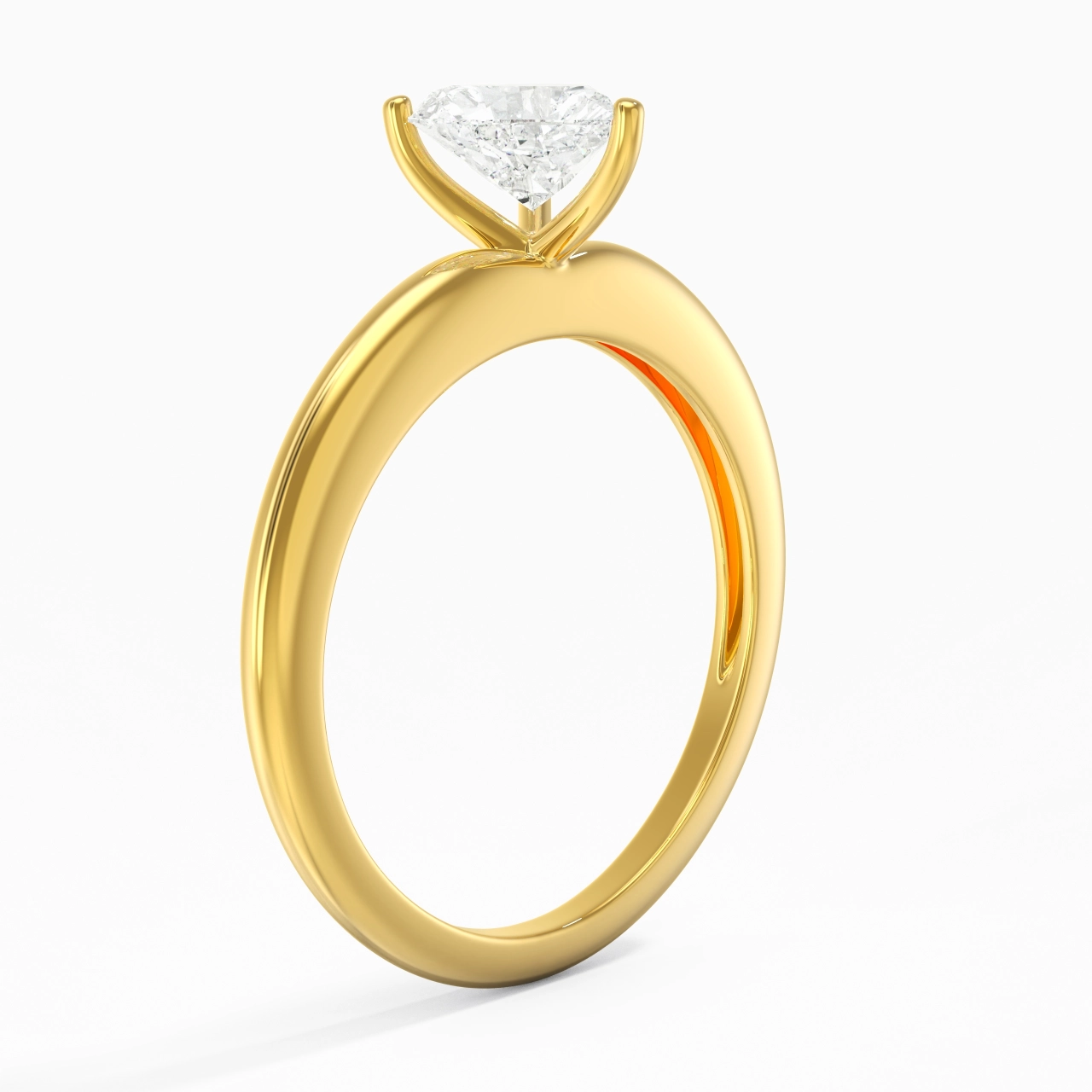 Classique Simple Cœur Coupé Bague de fiançailles