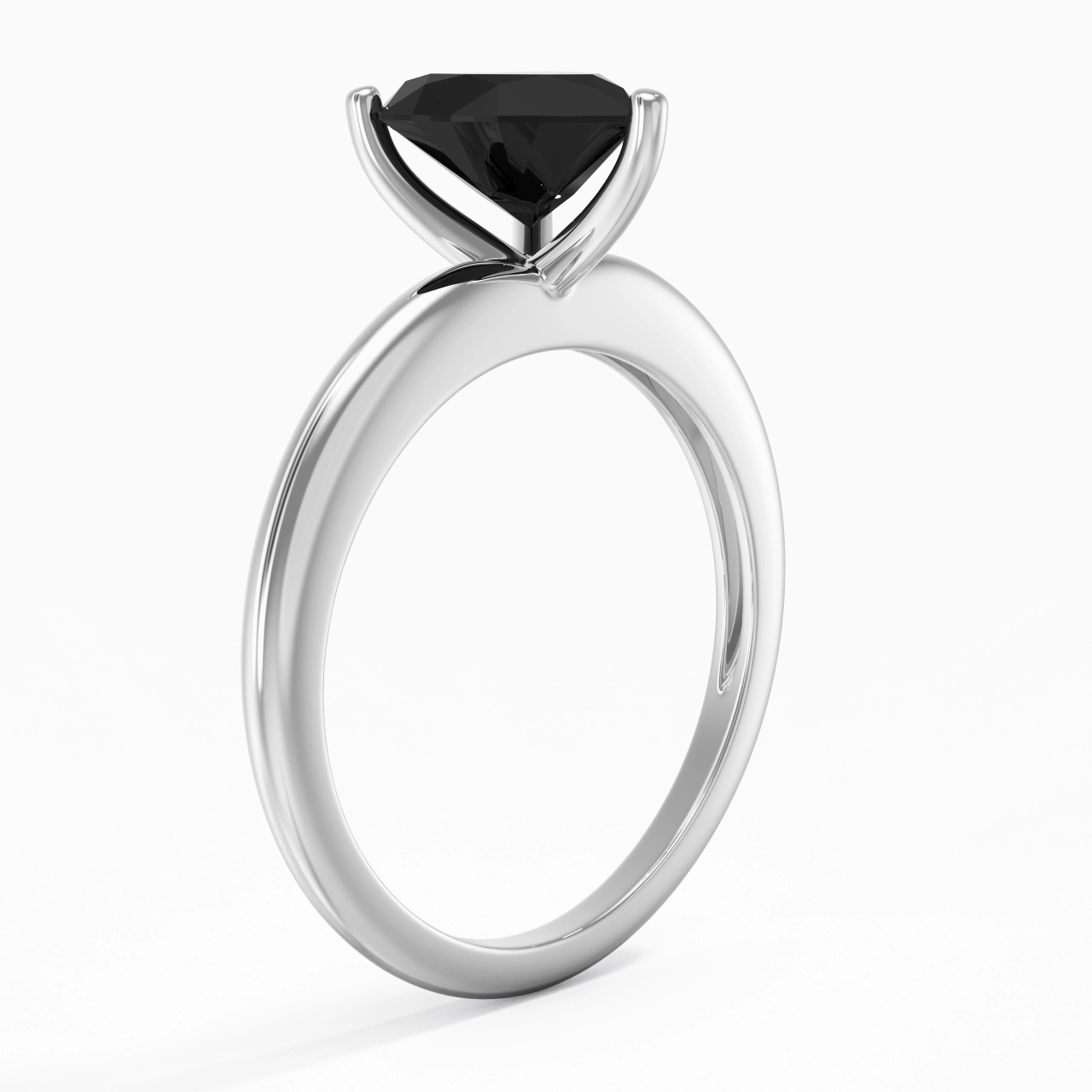 Classique Simple Cœur Coupé Bague de fiançailles
