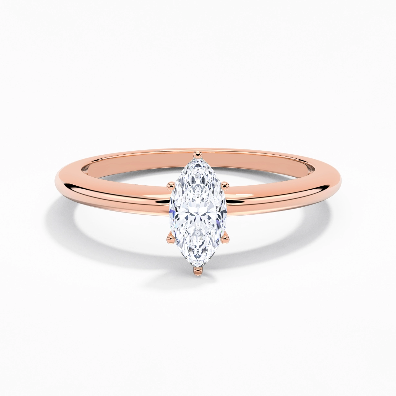 Classique Simple Marquise Coupé Bague de fiançailles