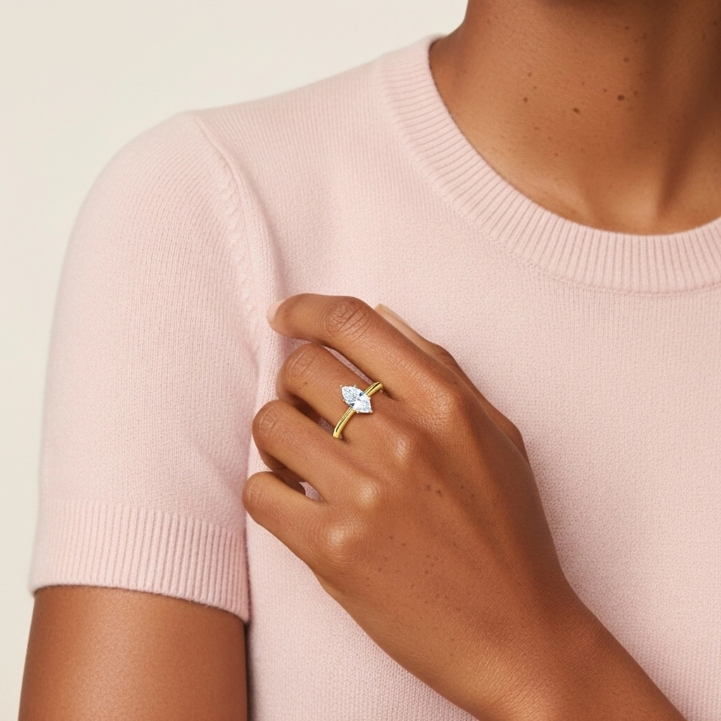 Classic Simple Marquise Cut Engagement Ring