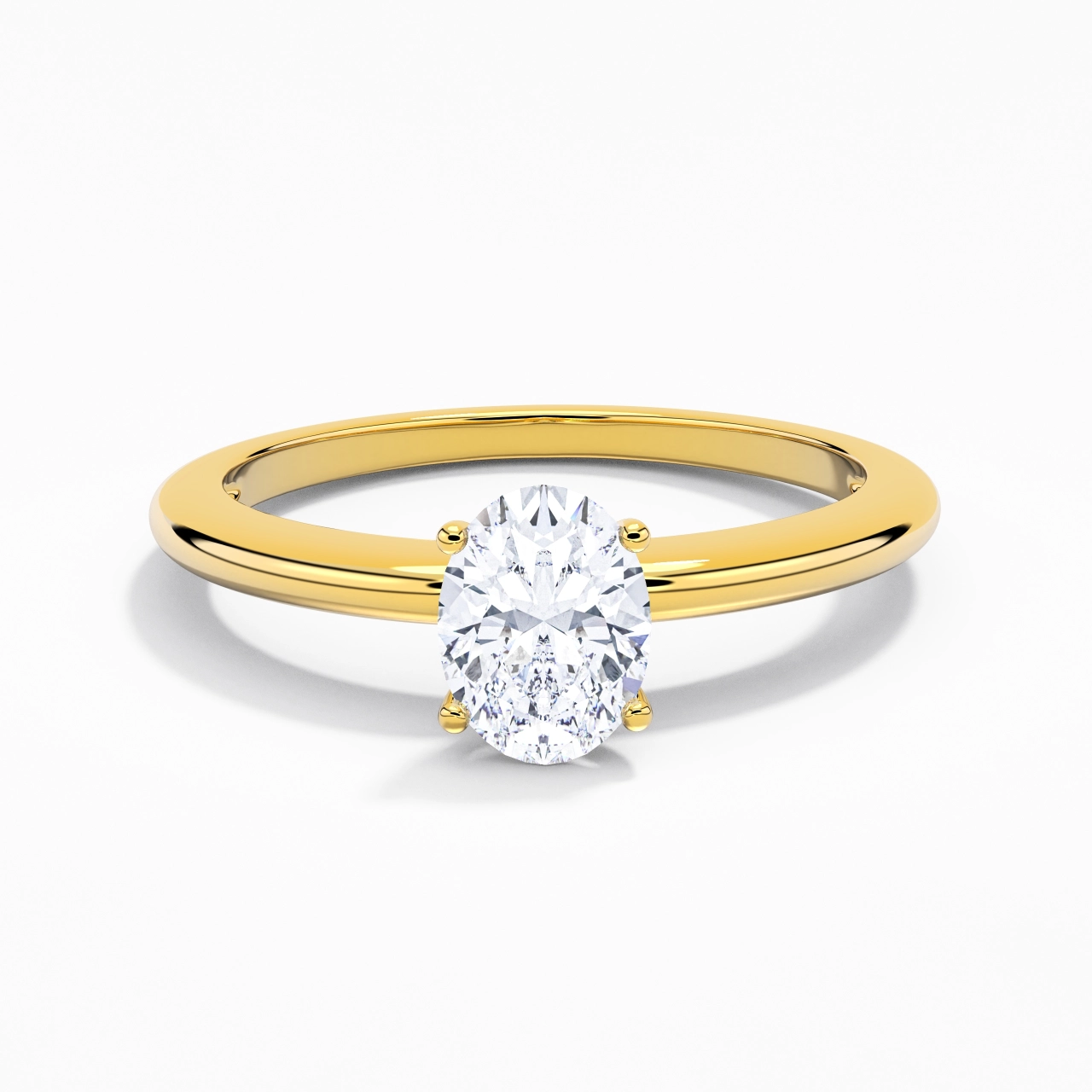 Classique Simple Ovale Coupé Bague de fiançailles