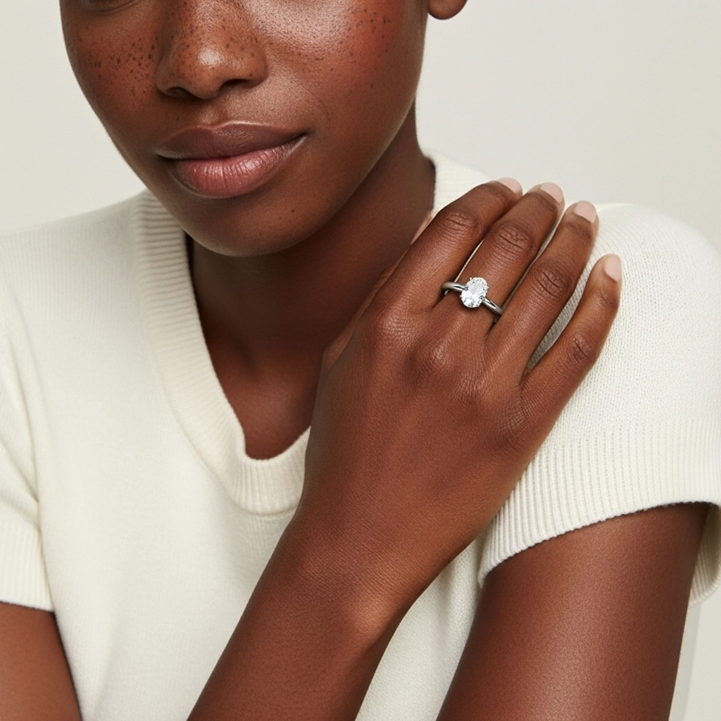 Classic Simple Oval Cut Engagement Ring