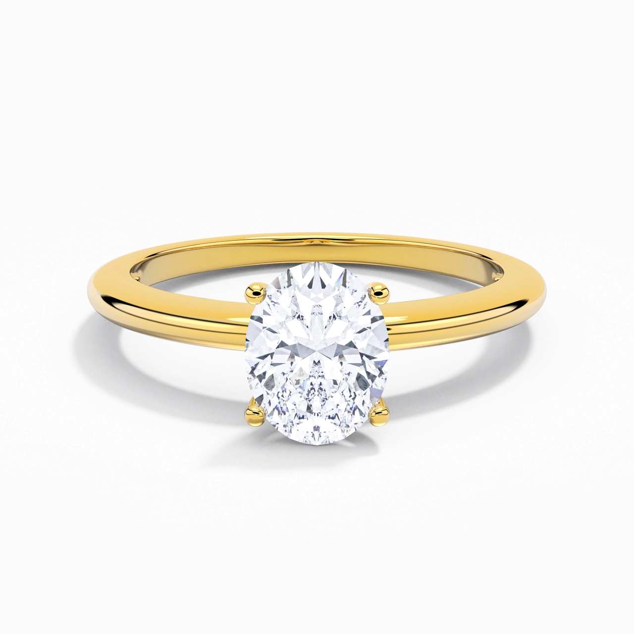 Classique Simple Ovale Coupé Bague de fiançailles