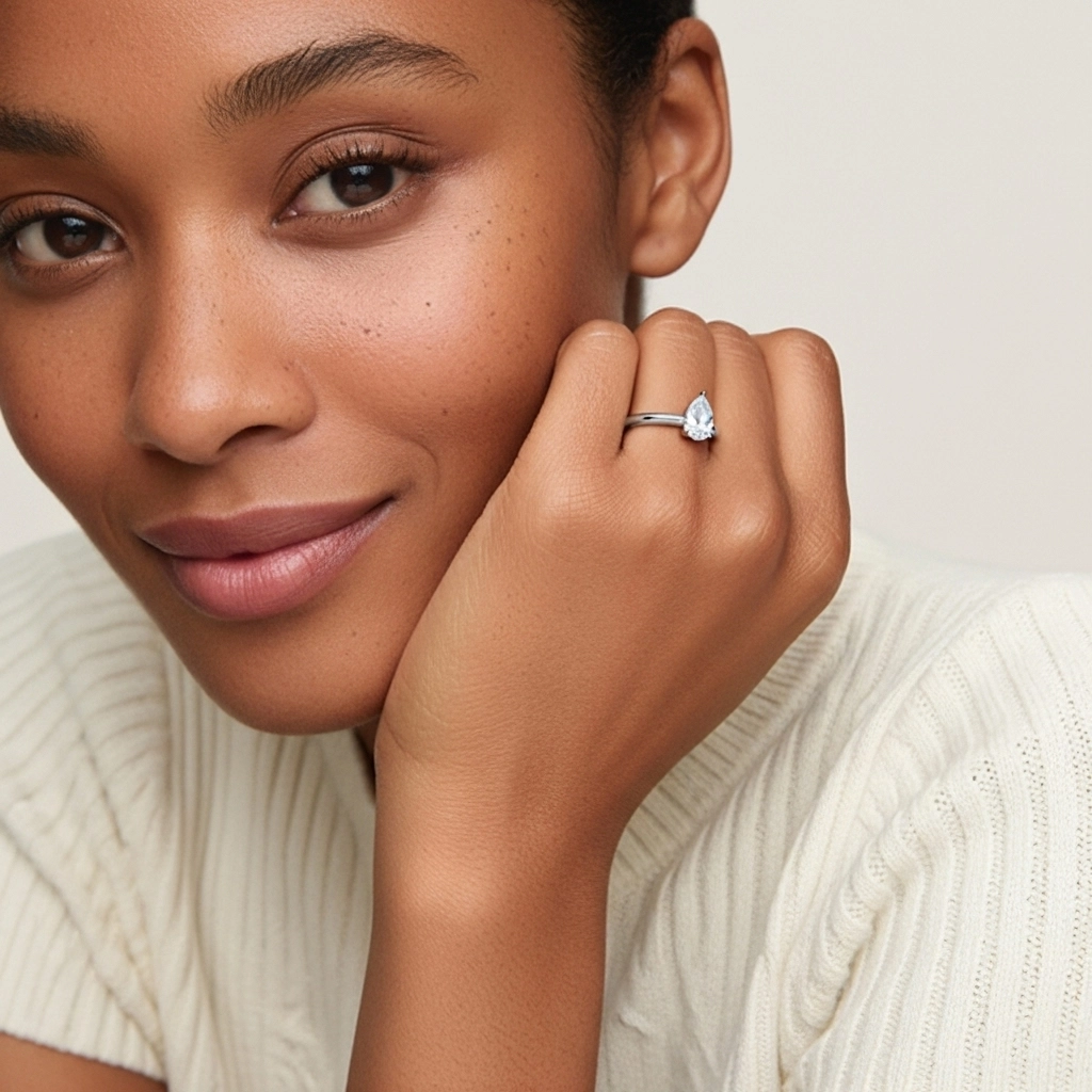 Classic Simple Pear Cut Engagement Ring