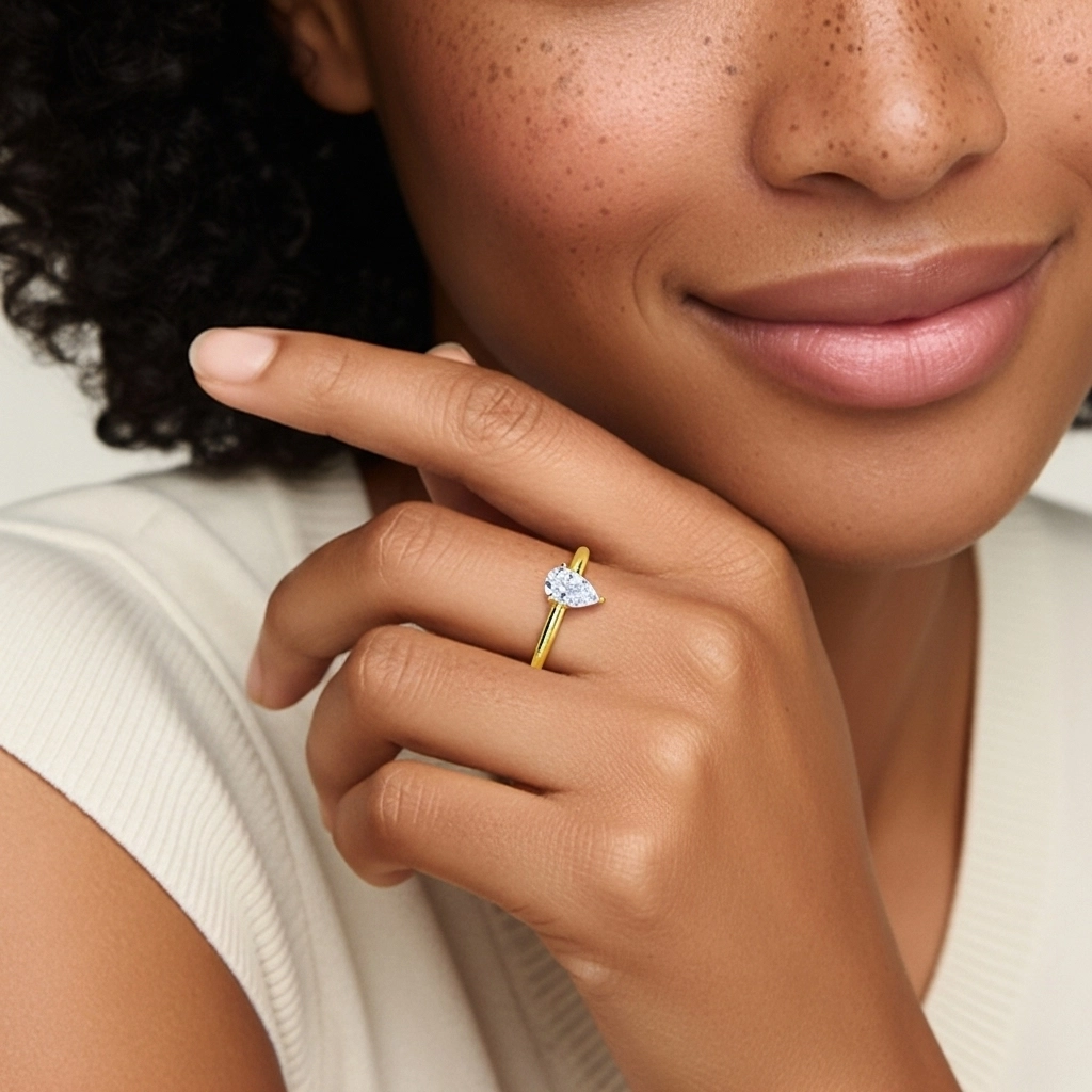 Classic Simple Pear Cut Engagement Ring