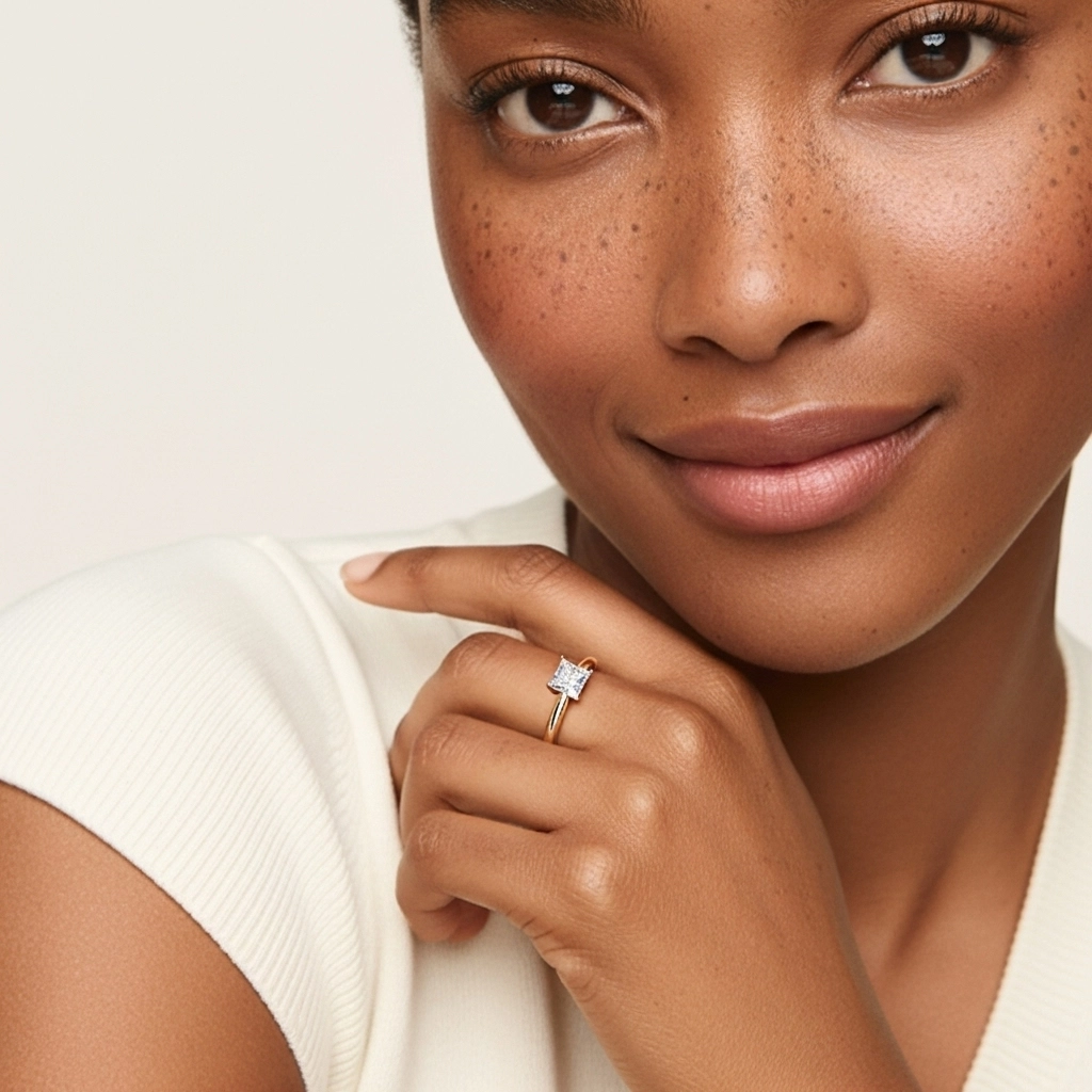 Classic Simple Princess Cut Engagement Ring