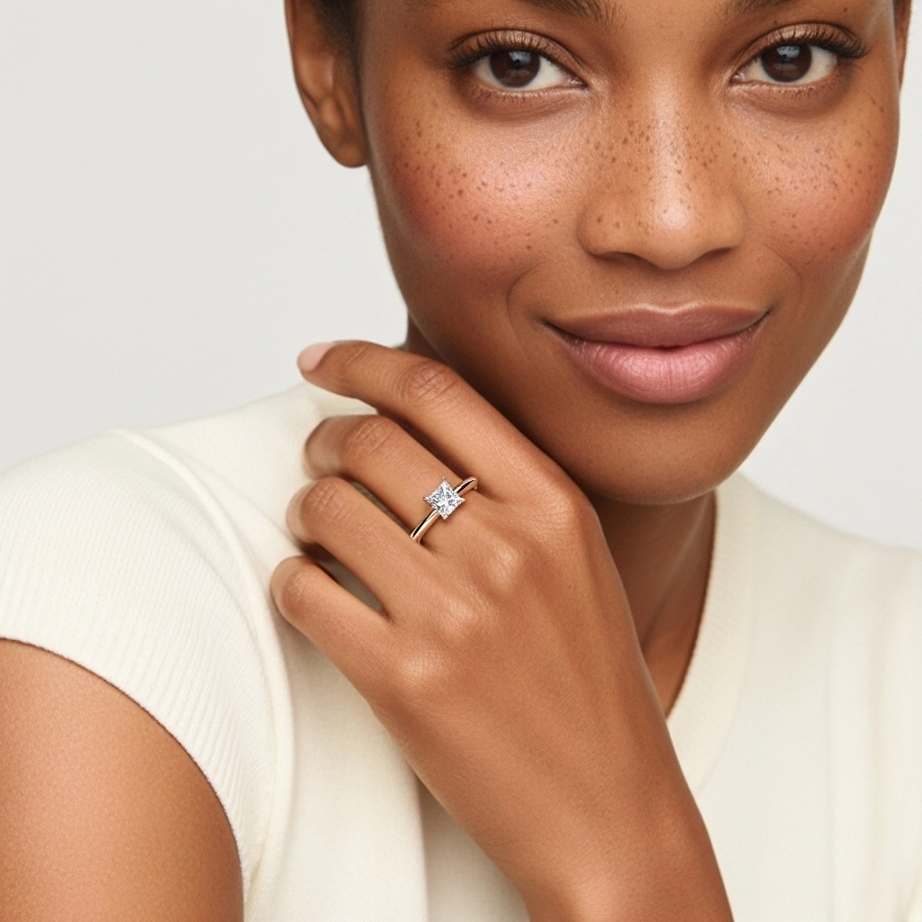 Classic Simple Princess Cut Engagement Ring