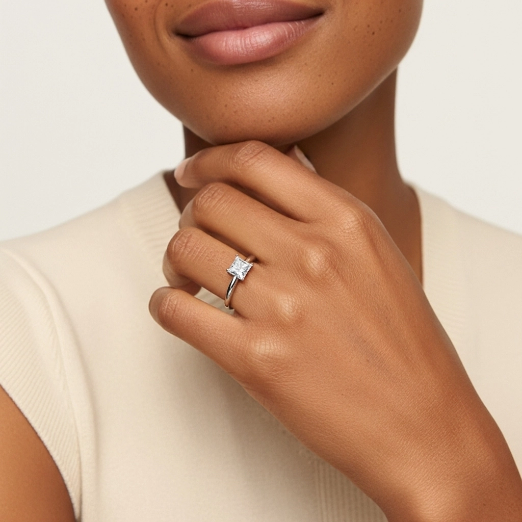 Classic Simple Princess Cut Engagement Ring