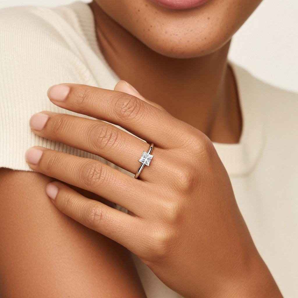 Classic Simple Princess Cut Engagement Ring