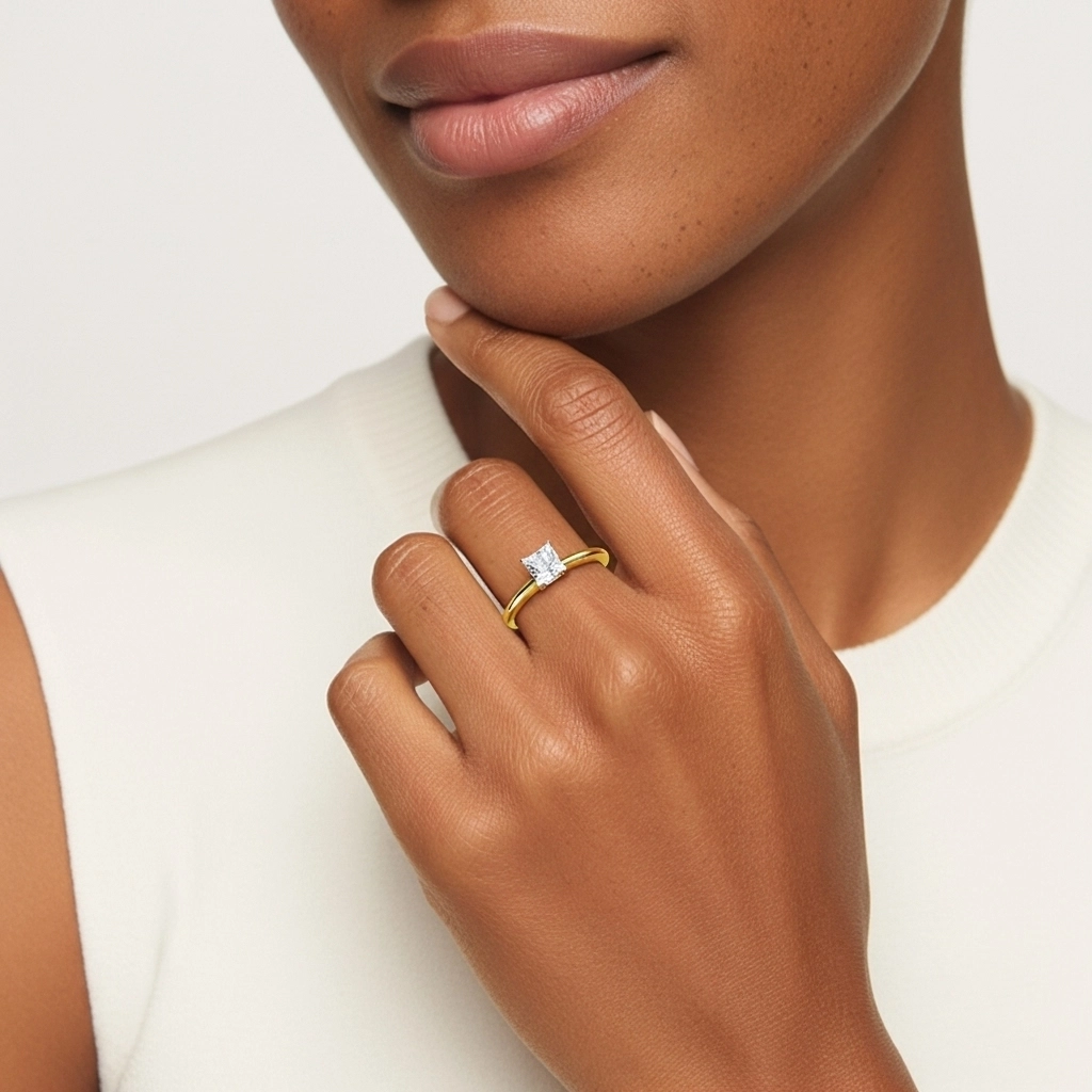Classic Simple Princess Cut Engagement Ring