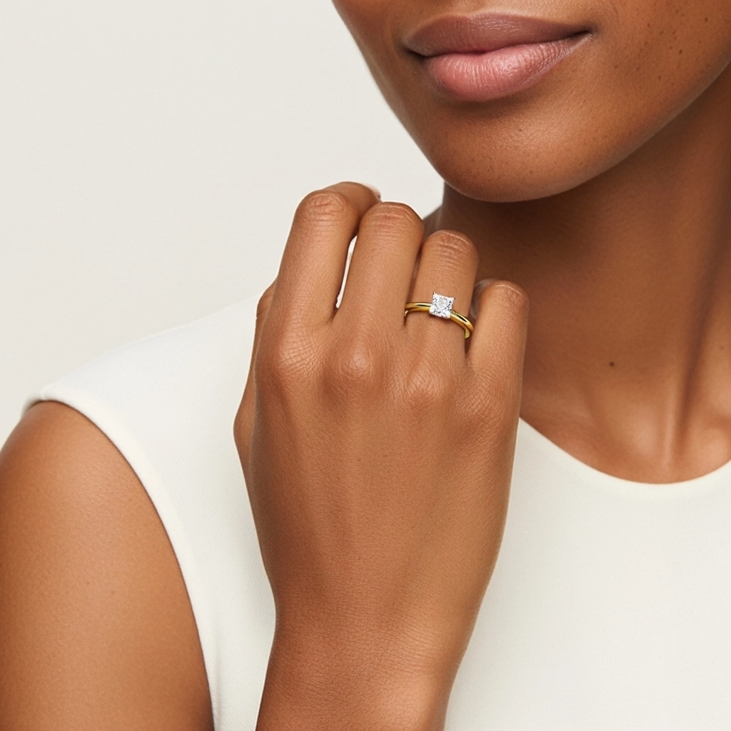 Classic Simple Princess Cut Engagement Ring