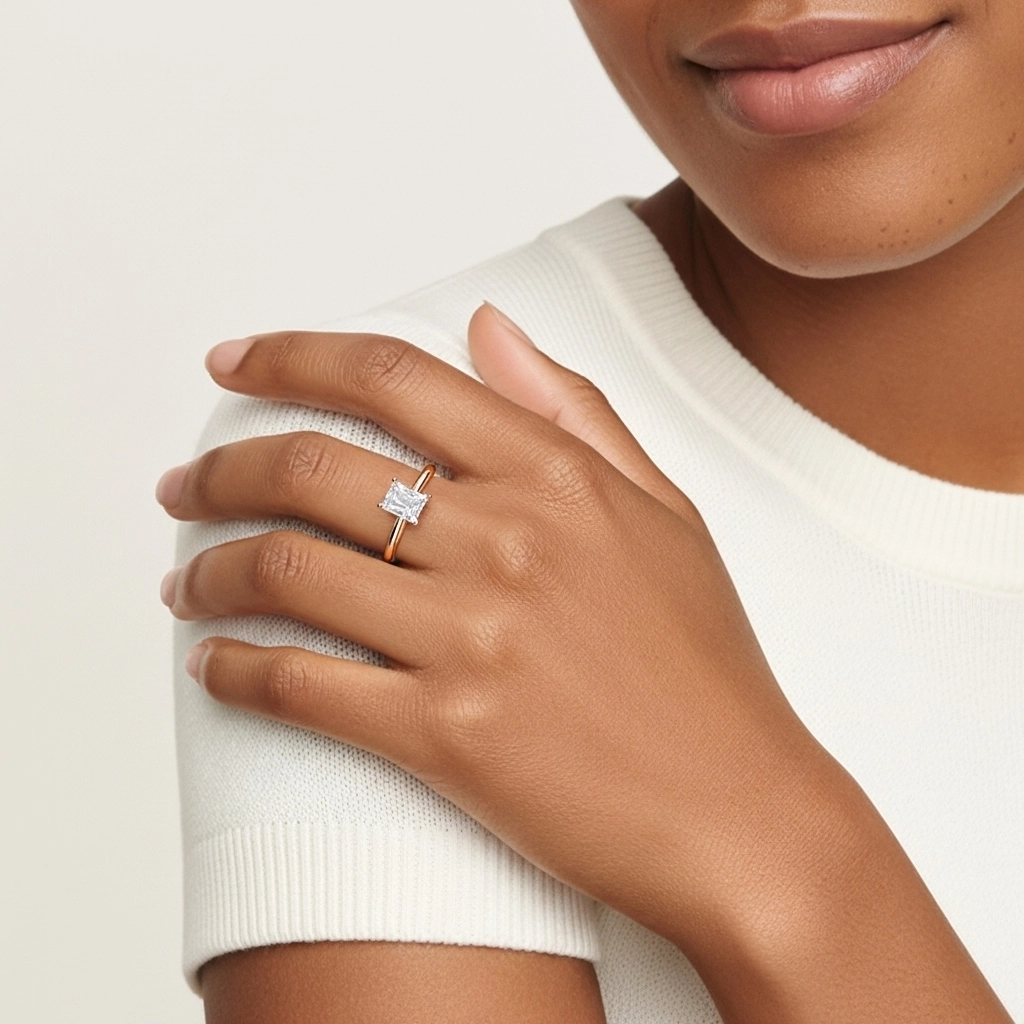 Classic Simple Radiant Cut Engagement Ring