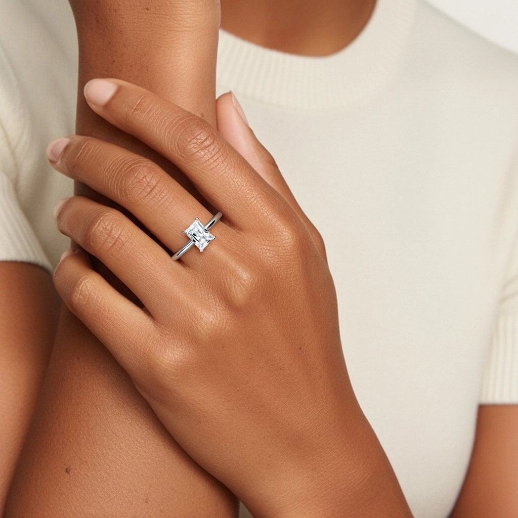 Classic Simple Radiant Cut Engagement Ring