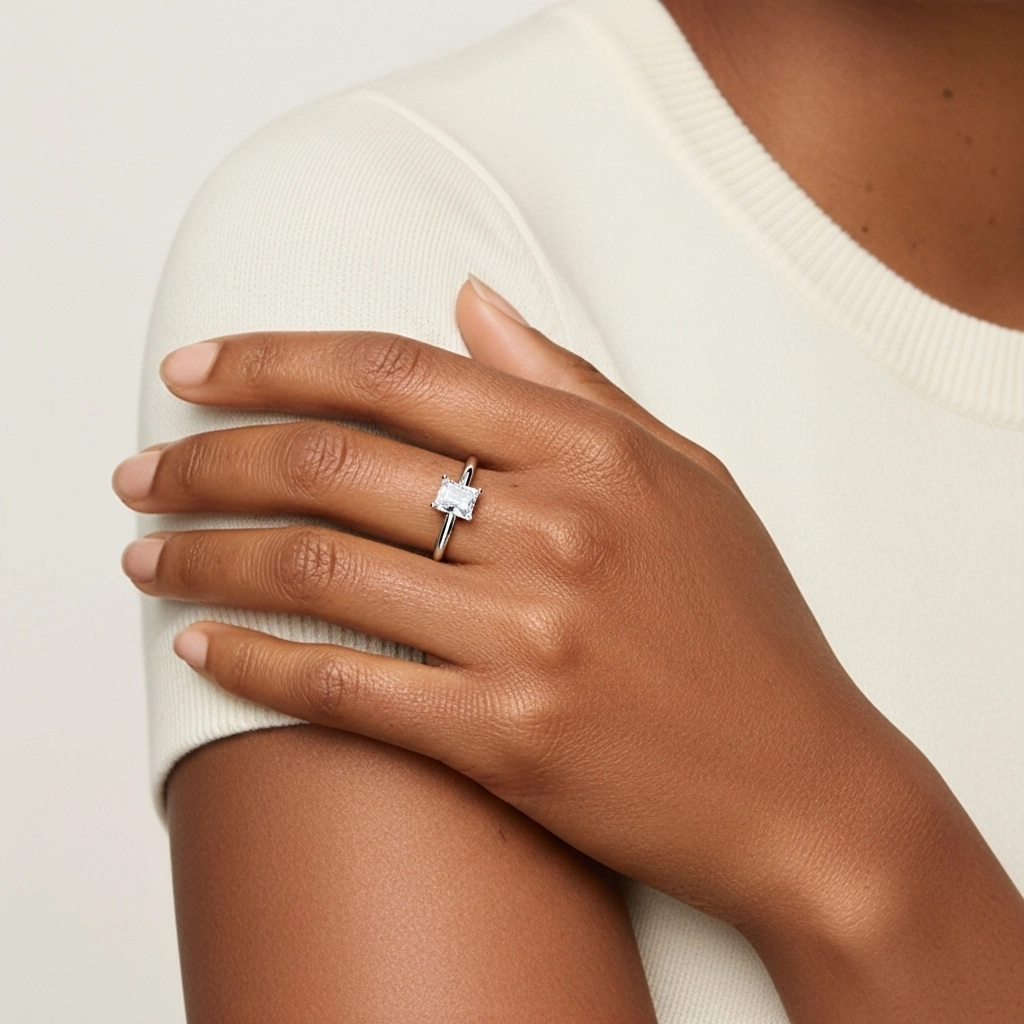 Classic Simple Radiant Cut Engagement Ring