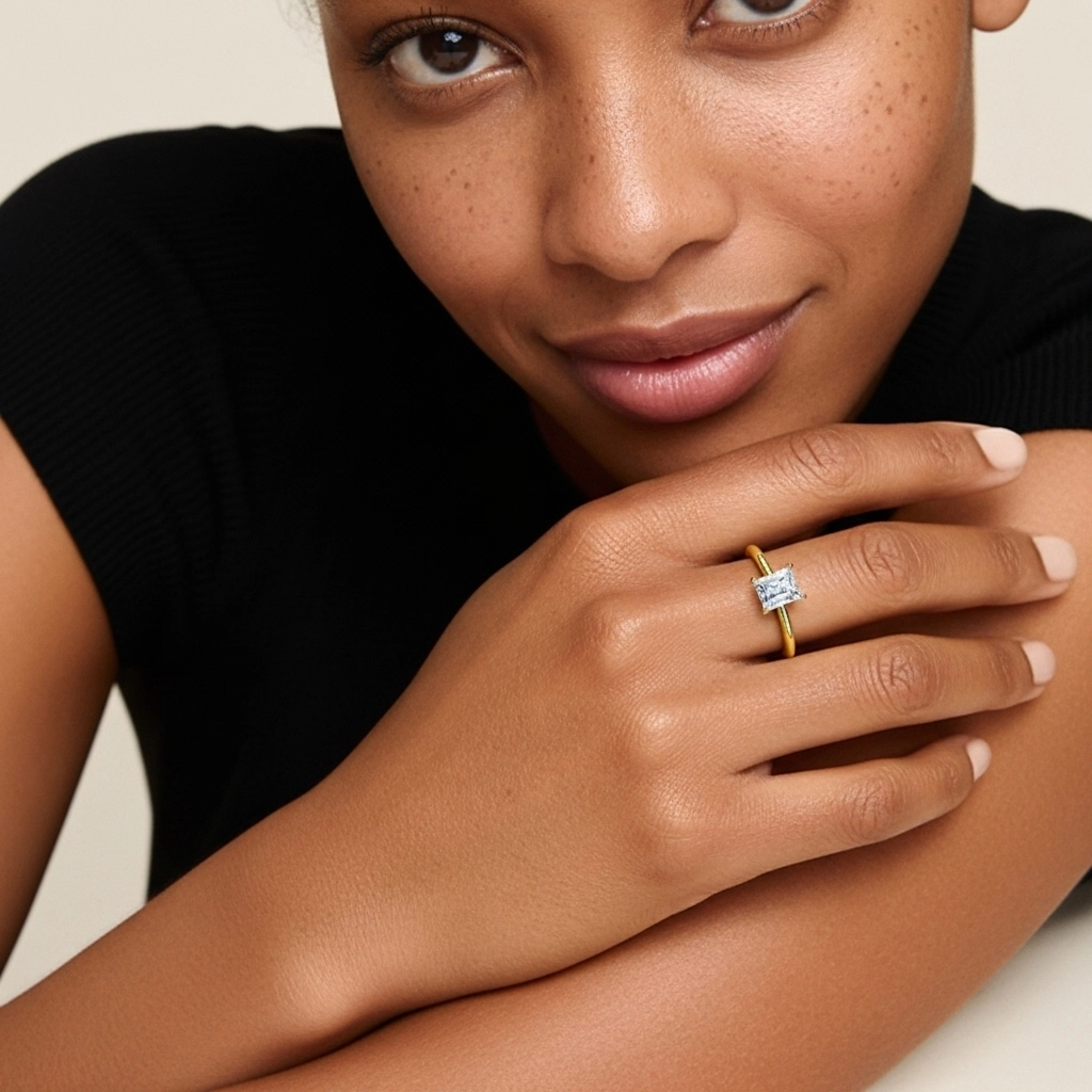 Classic Simple Radiant Cut Engagement Ring