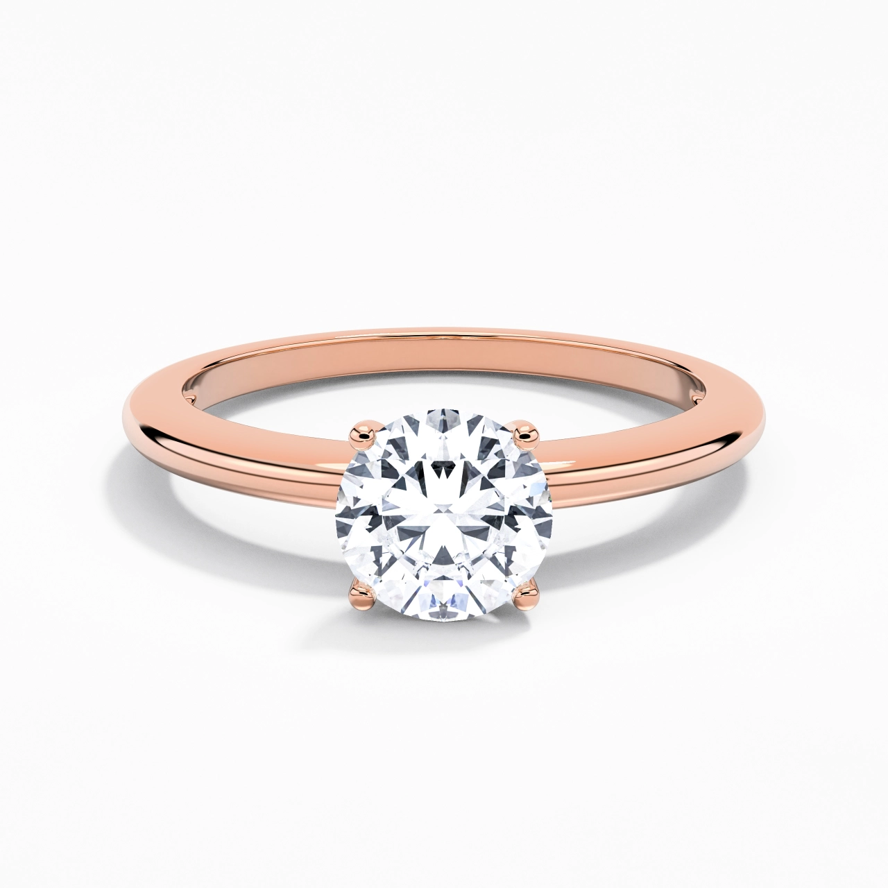 Classique Simple Rond Coupé Bague de fiançailles