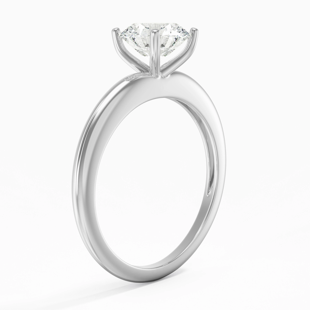 Classique Simple Rond Coupé Bague de fiançailles
