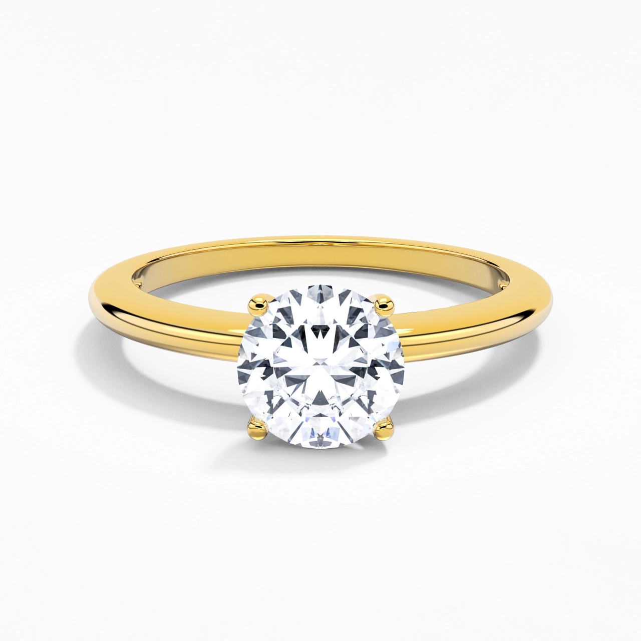 Classique Simple Rond Coupé Bague de fiançailles